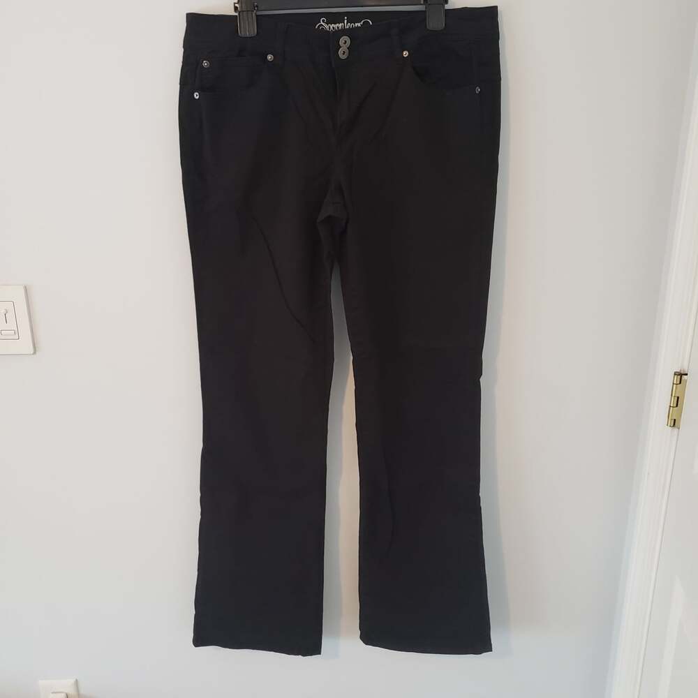 Spoon Chino Pants Black Sz 17 Twill Cotton High Rise Boot Cut Gorgeous Fit EUC